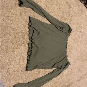 Long sleeve green crop top